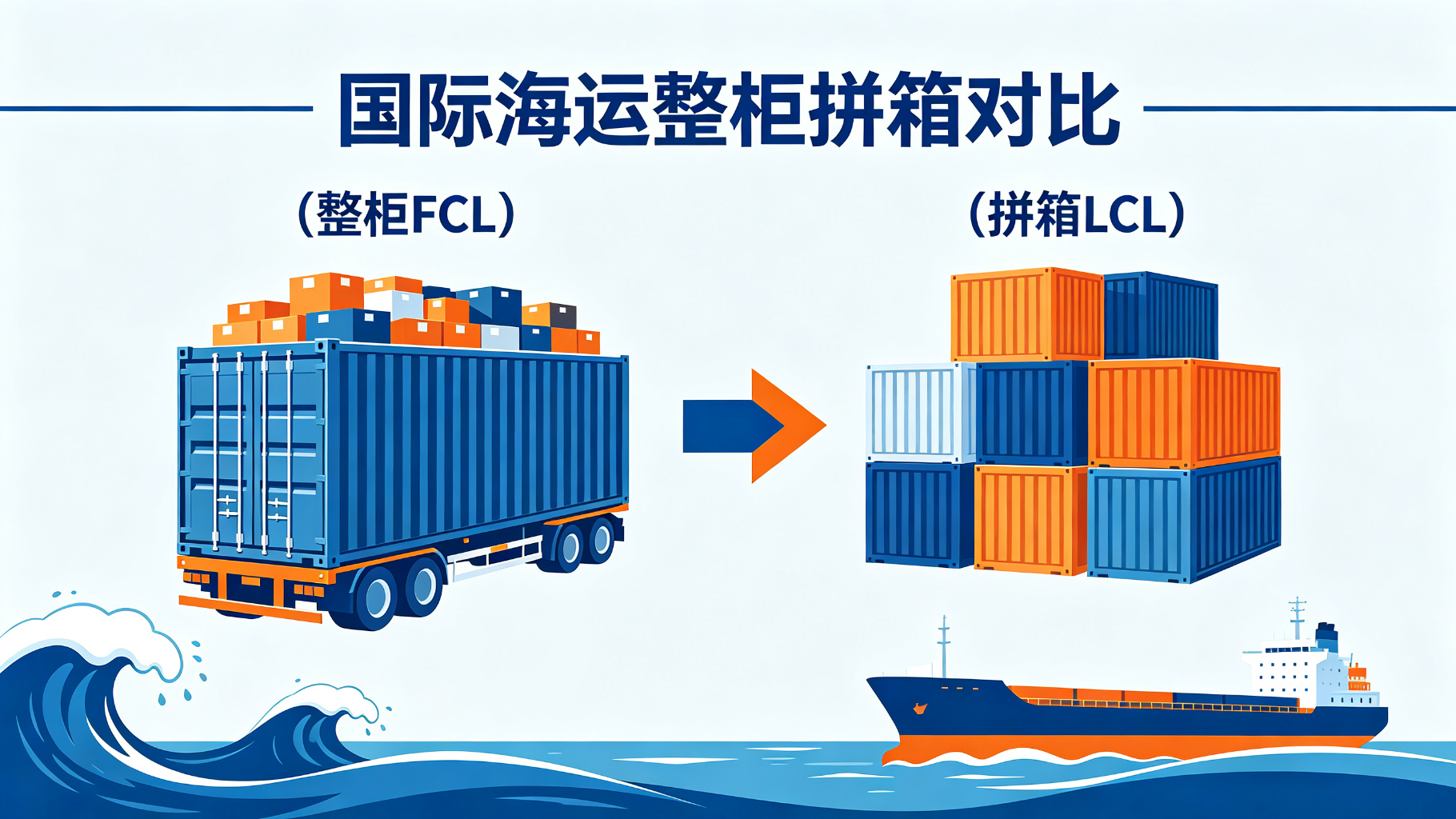 国际海运整柜拼箱全攻略：FCL和LCL到底怎么选？柜型、计费、适用场景一文讲透